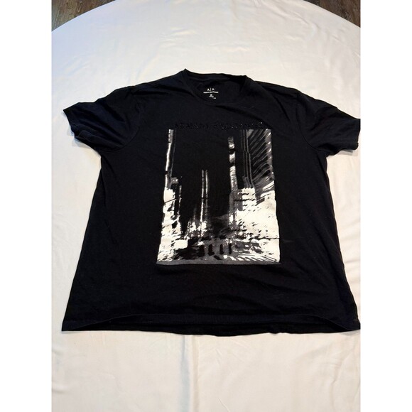 Armani Exchange T-shirt Color Black Size M Cityscape Mens - Picture 1 of 3
